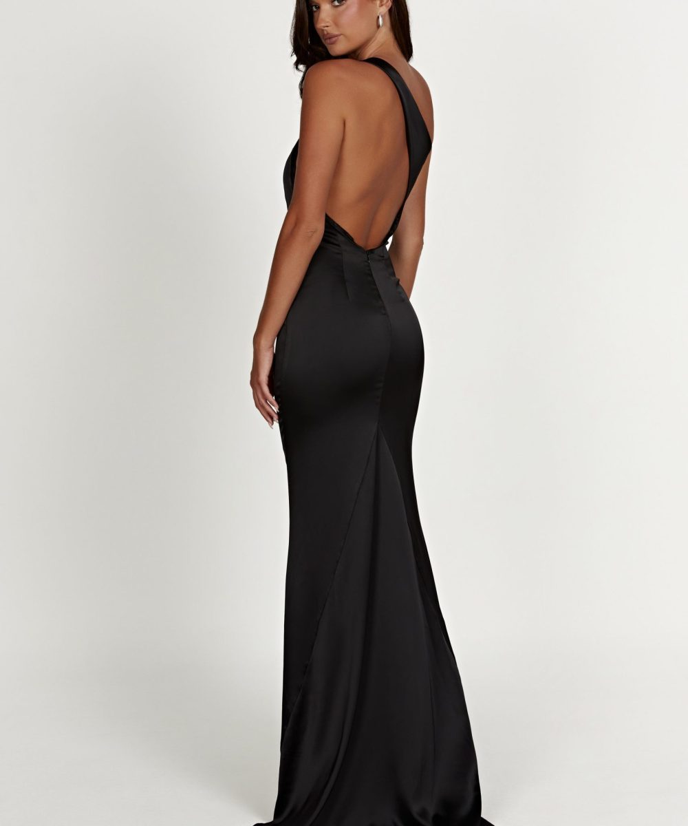 Harper One Shoulder Gown - Black