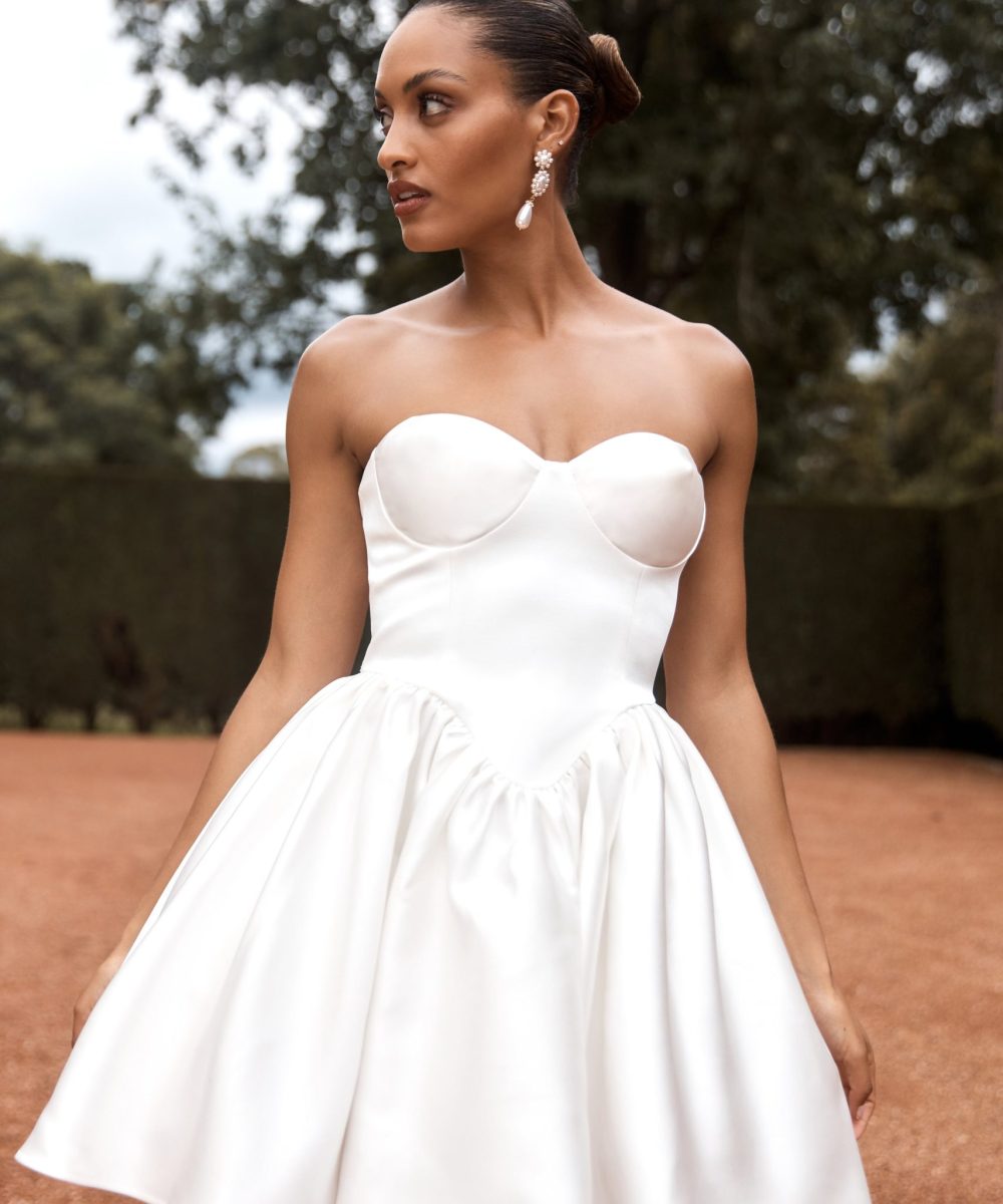 Hollie Structured Corset Mini Dress - White
