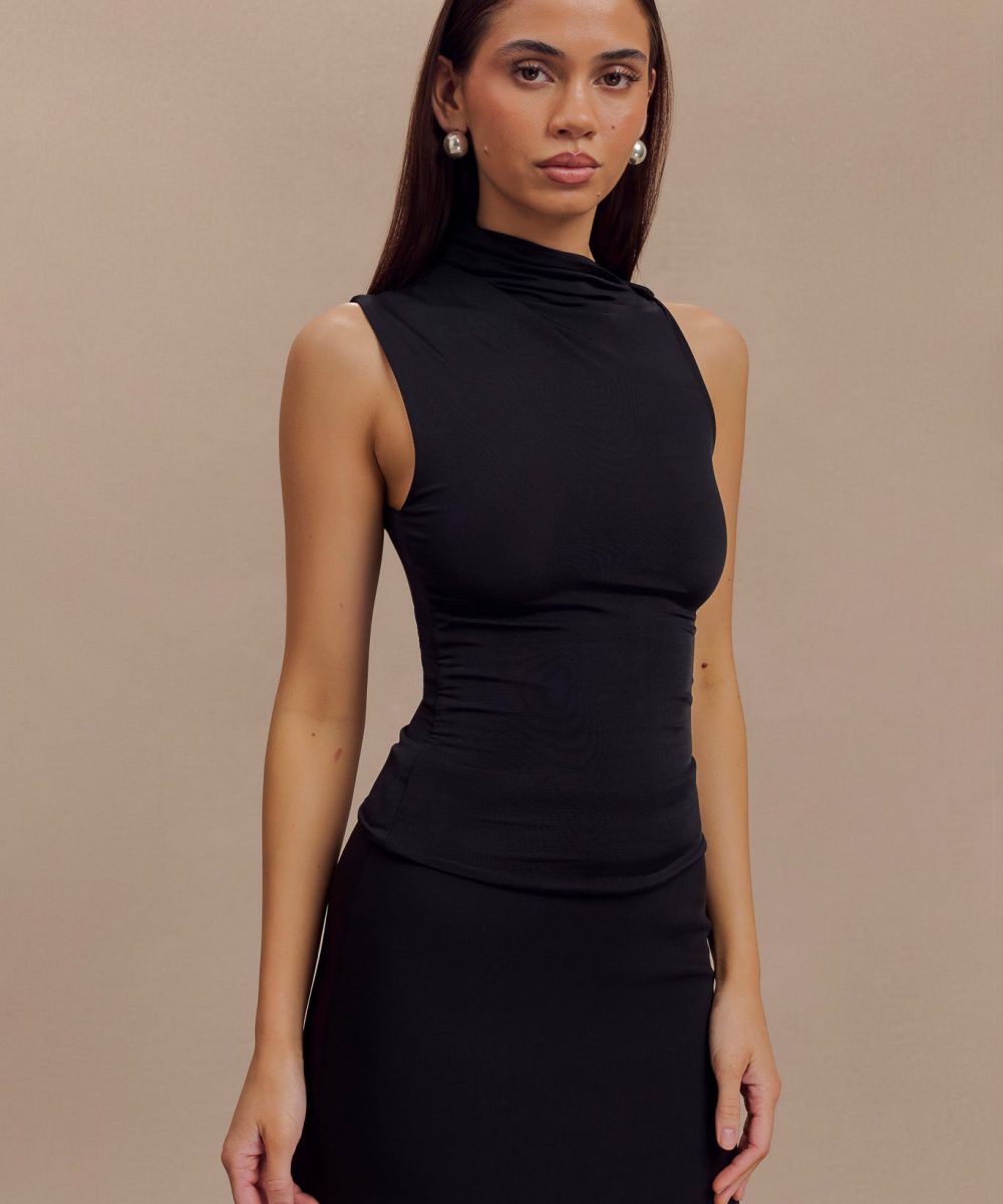 Hadleigh Sleeveless Slinky Top - Black