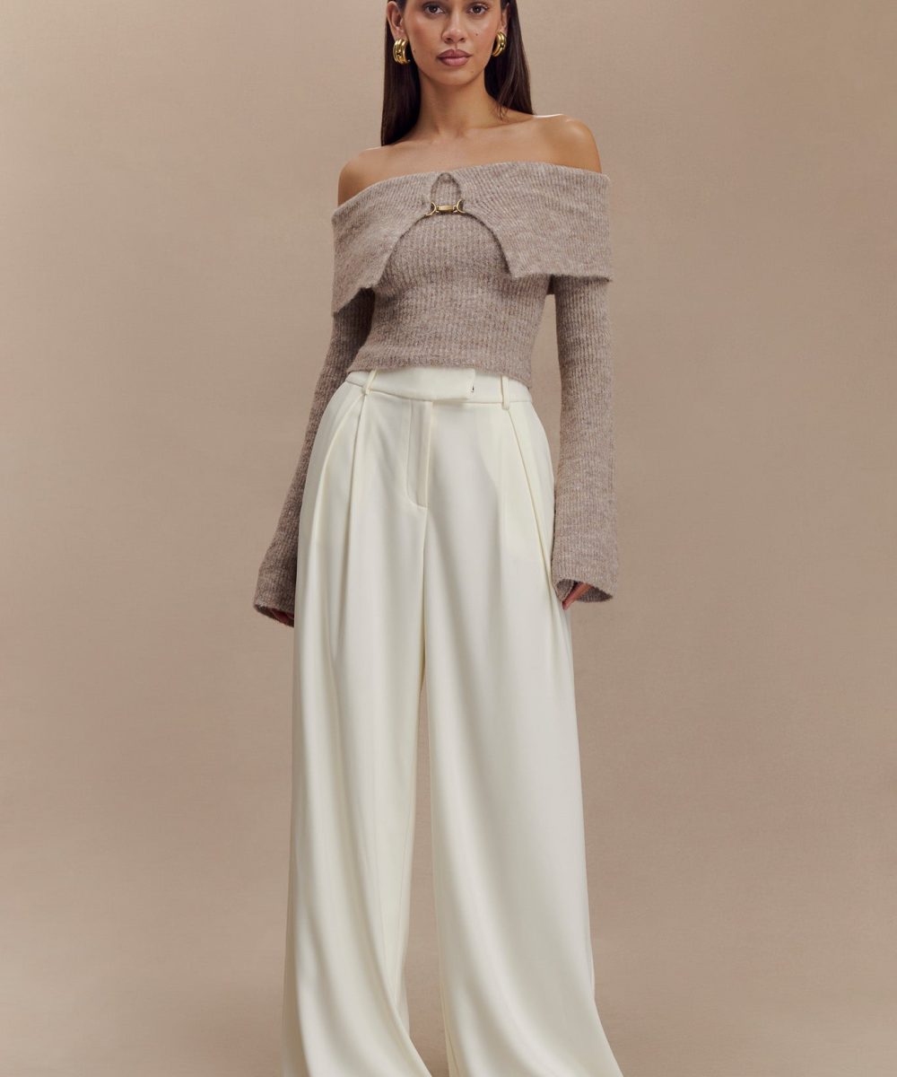 Jacqueline Pleated Wide Leg Pants - Ivory