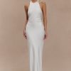 Rinna Satin Halter Maxi Dress - Ivory