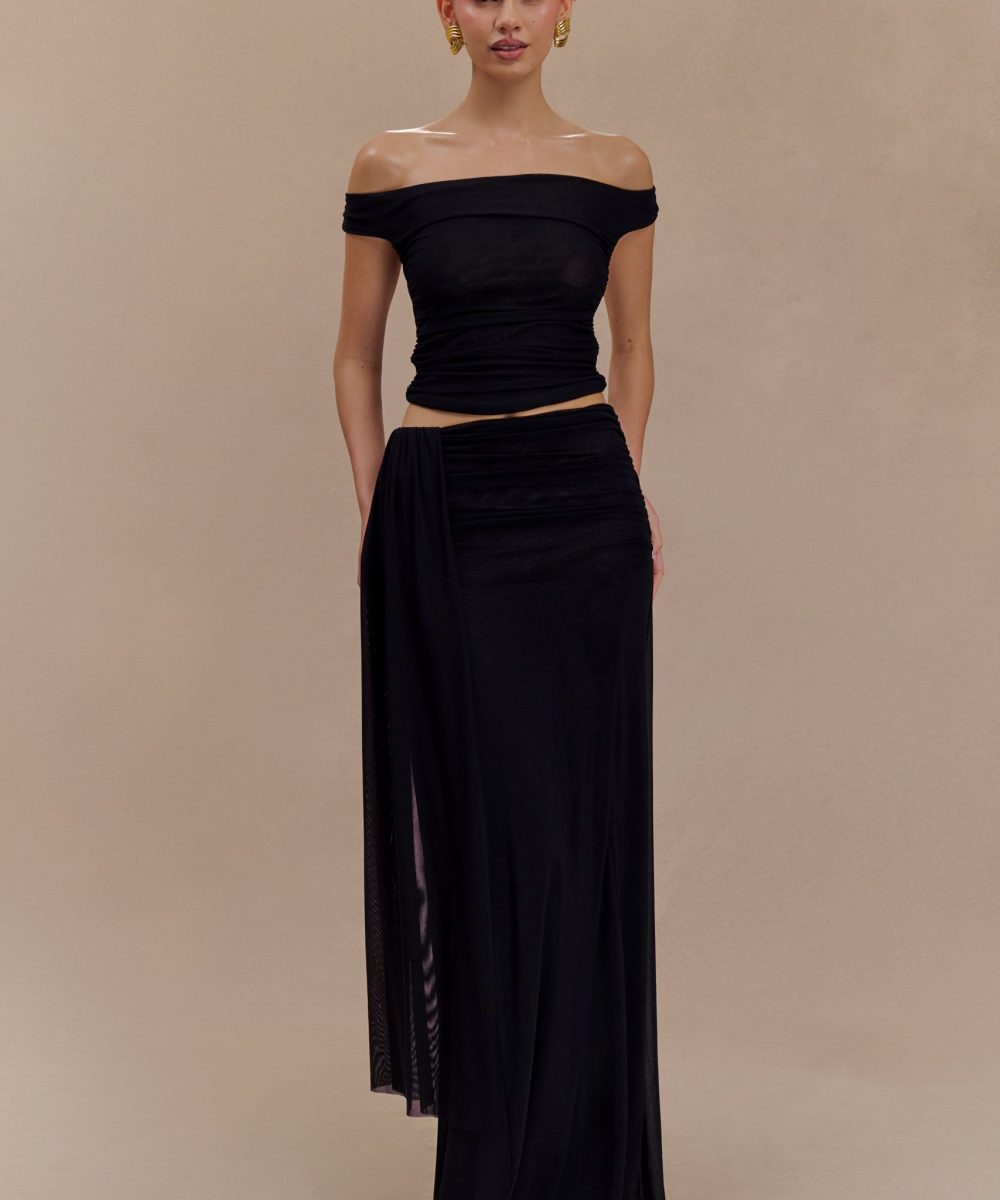 Arna Mesh Maxi Skirt - Black