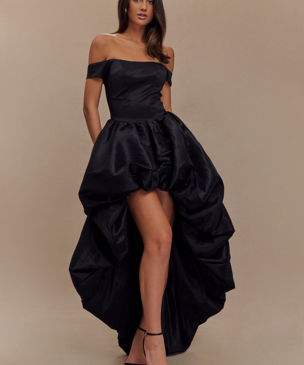 Amelia Bubble Maxi Dress - Black