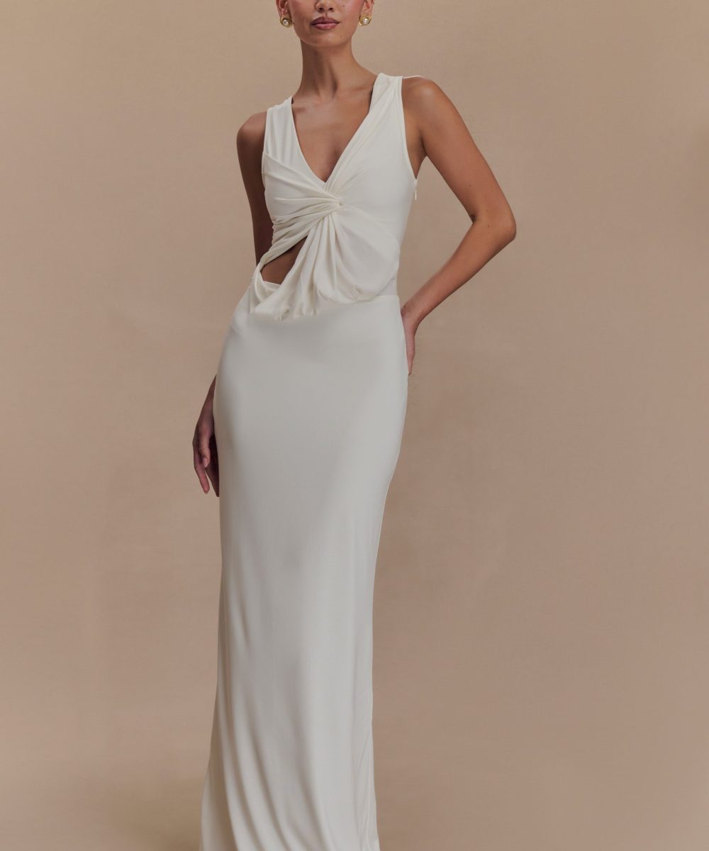 Kassidy Peached Jersey Maxi Dress - Ivory