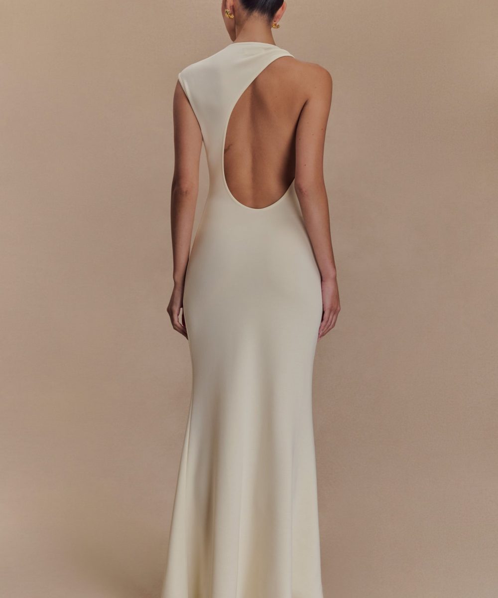 Katerina Scuba Jersey Cut Out Maxi Dress - Ivory