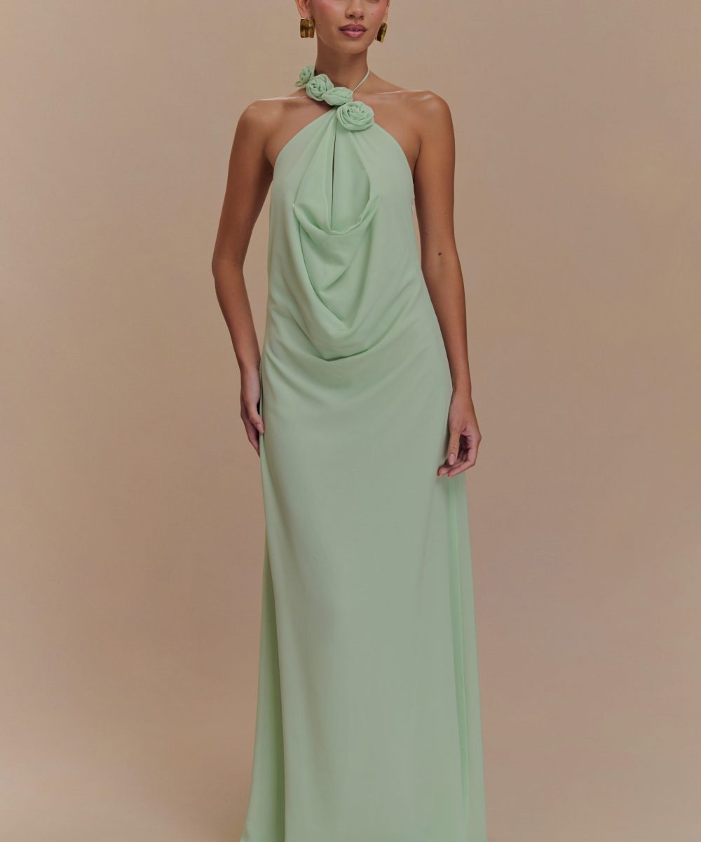 Rosalia Cowl Neck Maxi Dress - Sage