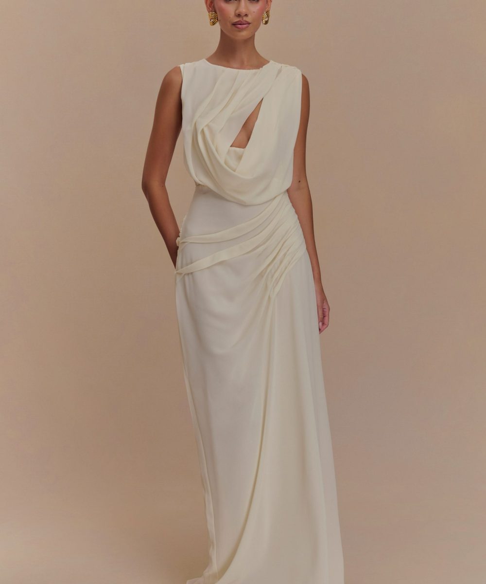 Oria Chiffon Maxi Dress - Ivory