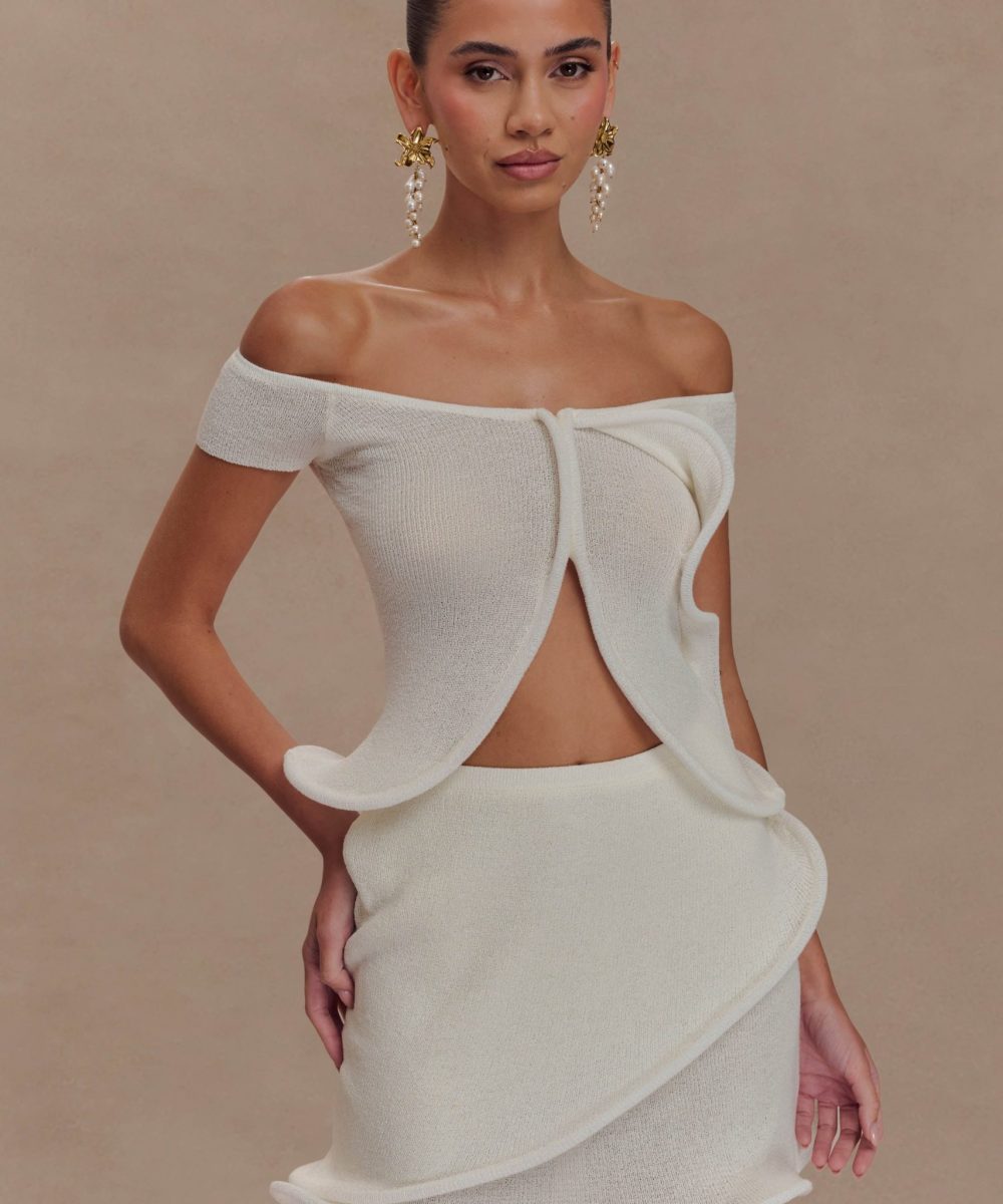 Haisley Off Shoulder Knit Top - Ivory