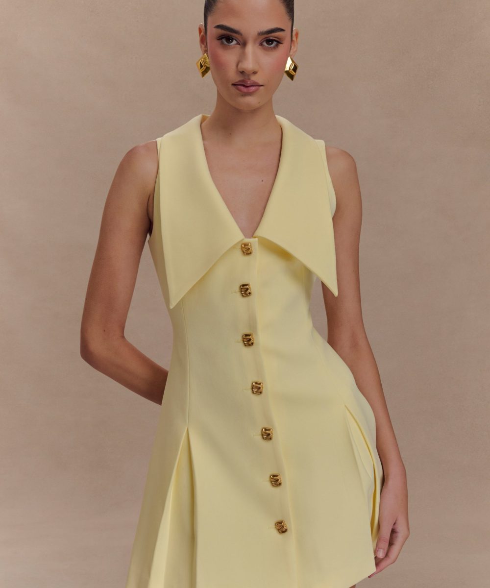 Oli Sleeveless Mini Dress - Lemon