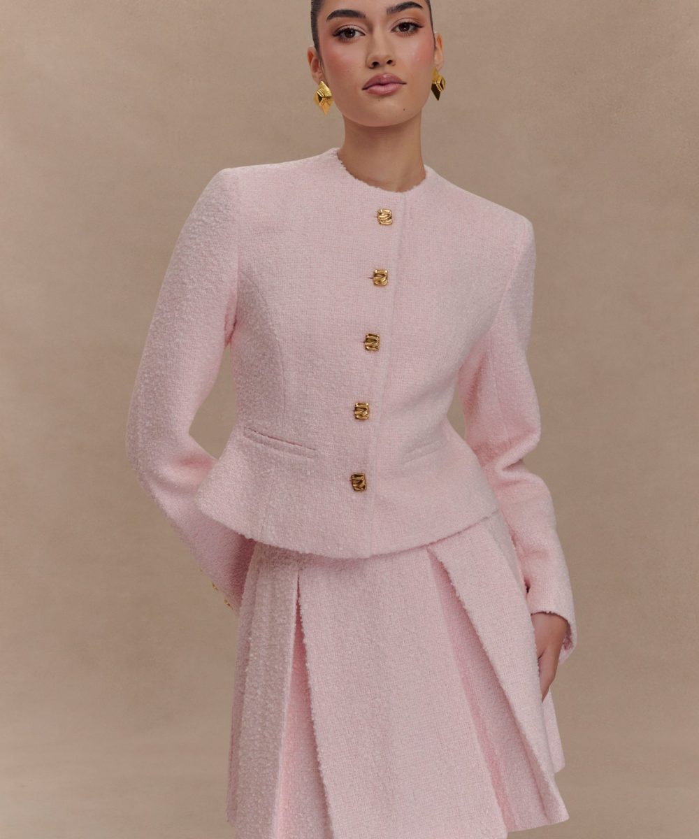 Cleo Boucle Mini Skirt - Powder Pink