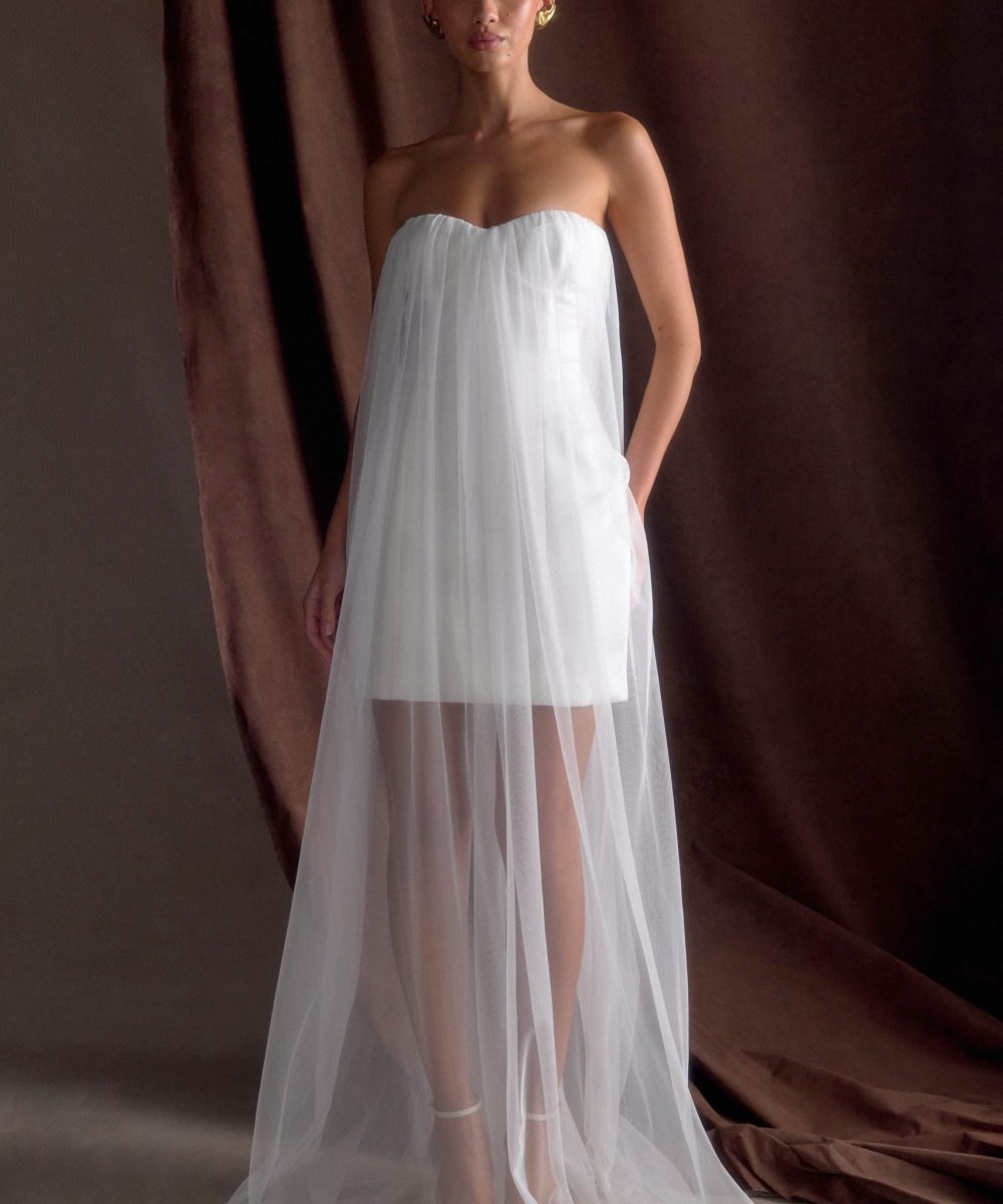 Bettany Chiffon Strapless Maxi Dress - White