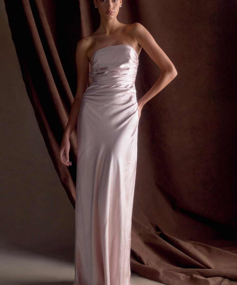 Cedar Strapless Satin Maxi Dress - Soft Pink