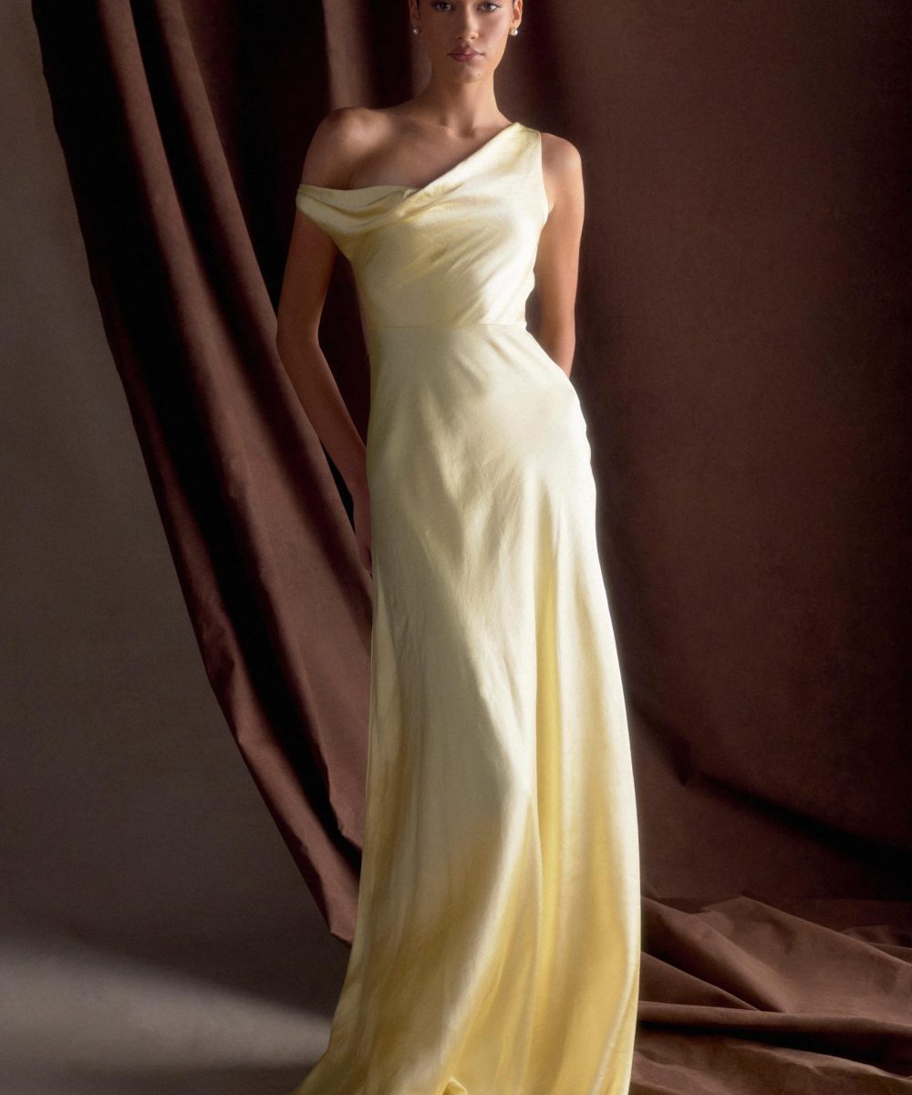 Jacinta One Shoulder Maxi Dress - Pastel Lemon