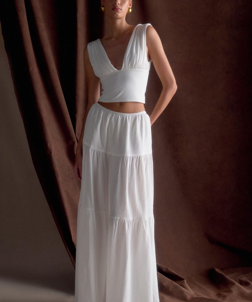 Jacinda Cotton Maxi Skirt - White