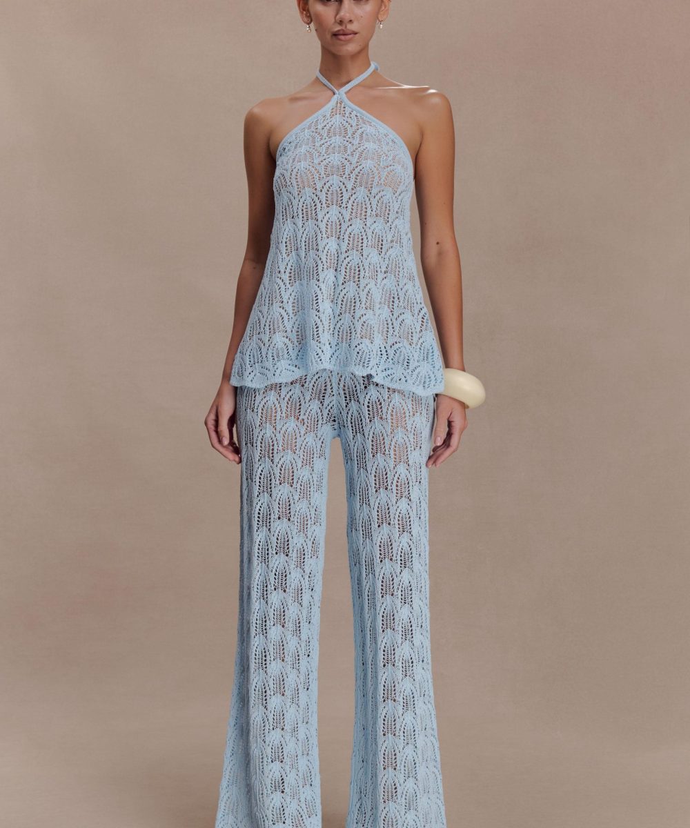 Glinda Crochet Pants - Light Blue