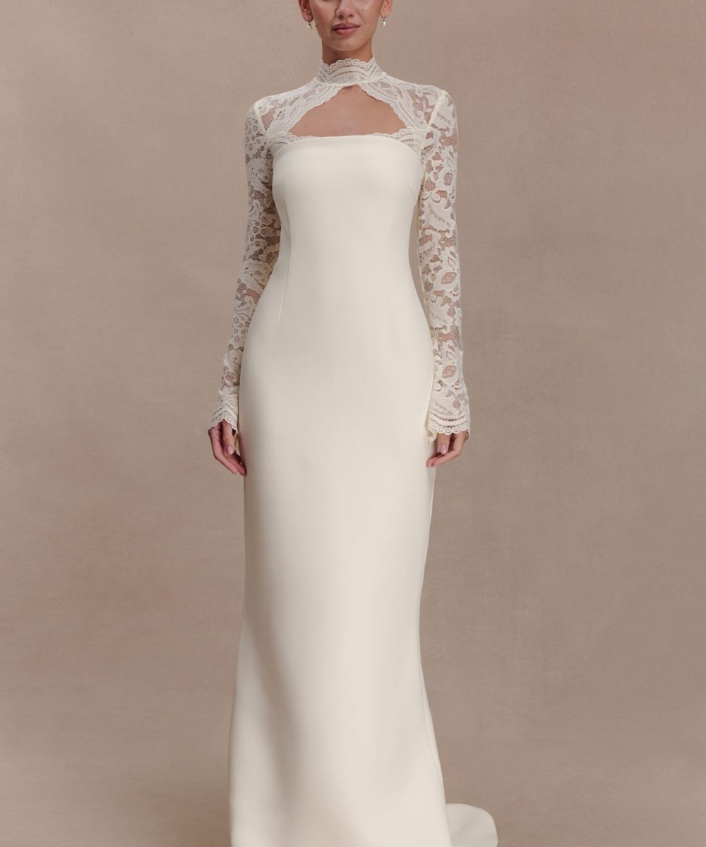 Aurelie Long Sleeve Lace Maxi Dress - Ivory