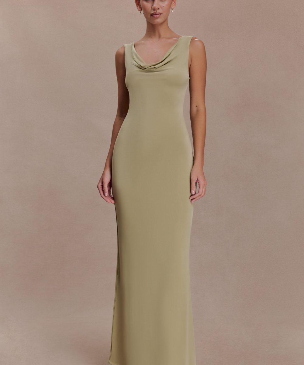 Marta Slinky Cowl Maxi Dress - Sage