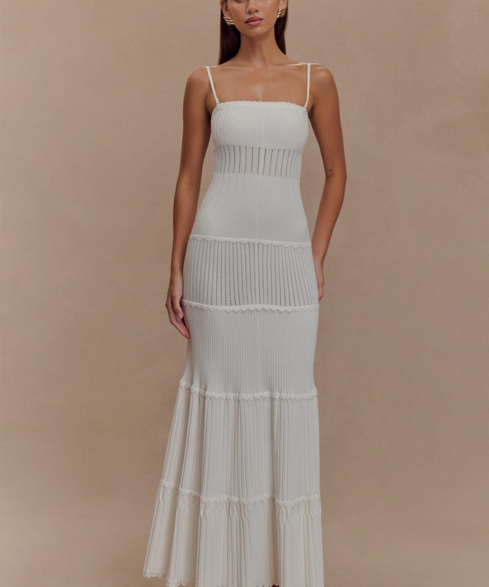 Finley Pointelle Knit Maxi Dress - Ivory