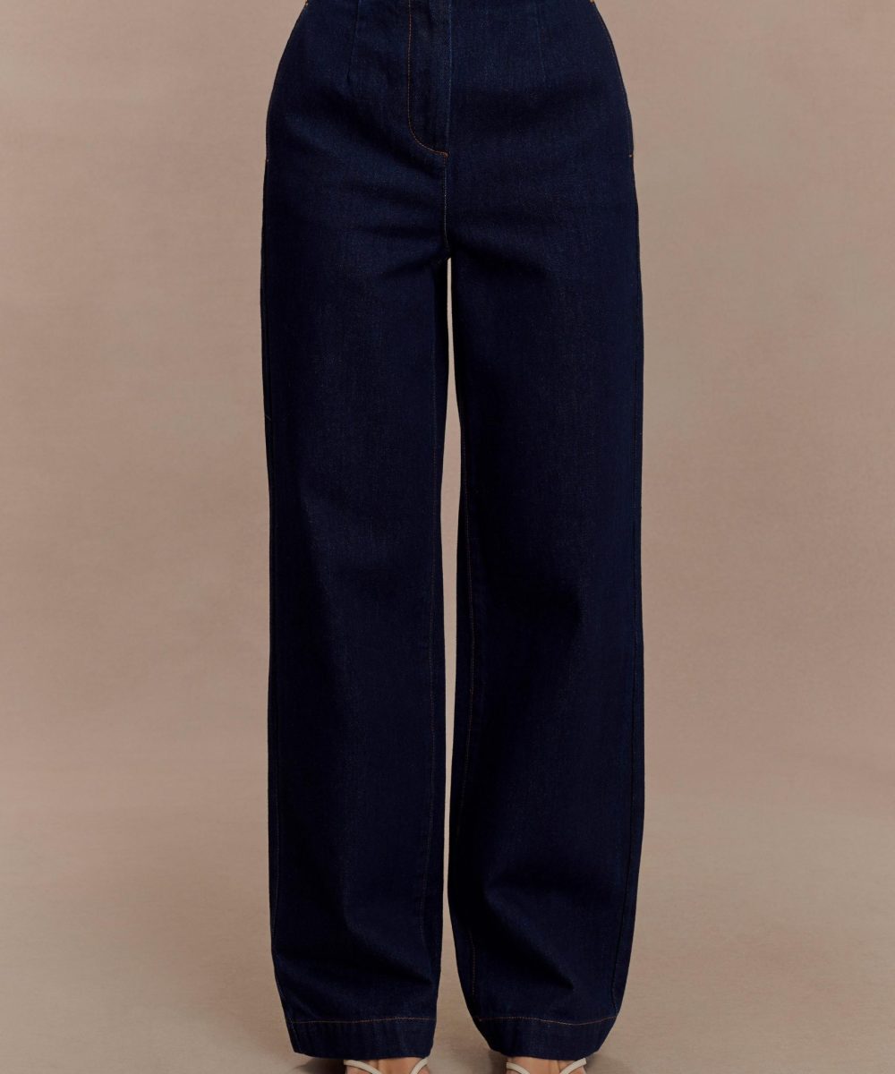 Rayne Wide Leg Denim Jeans - Indigo Blue