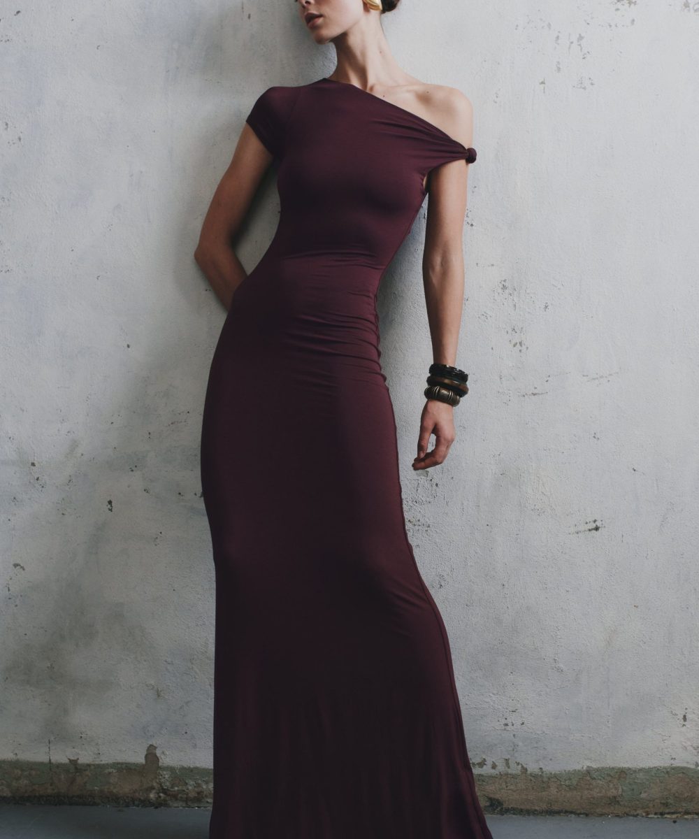 Tamsin Short Sleeve Modal Maxi Dress - Mahogany