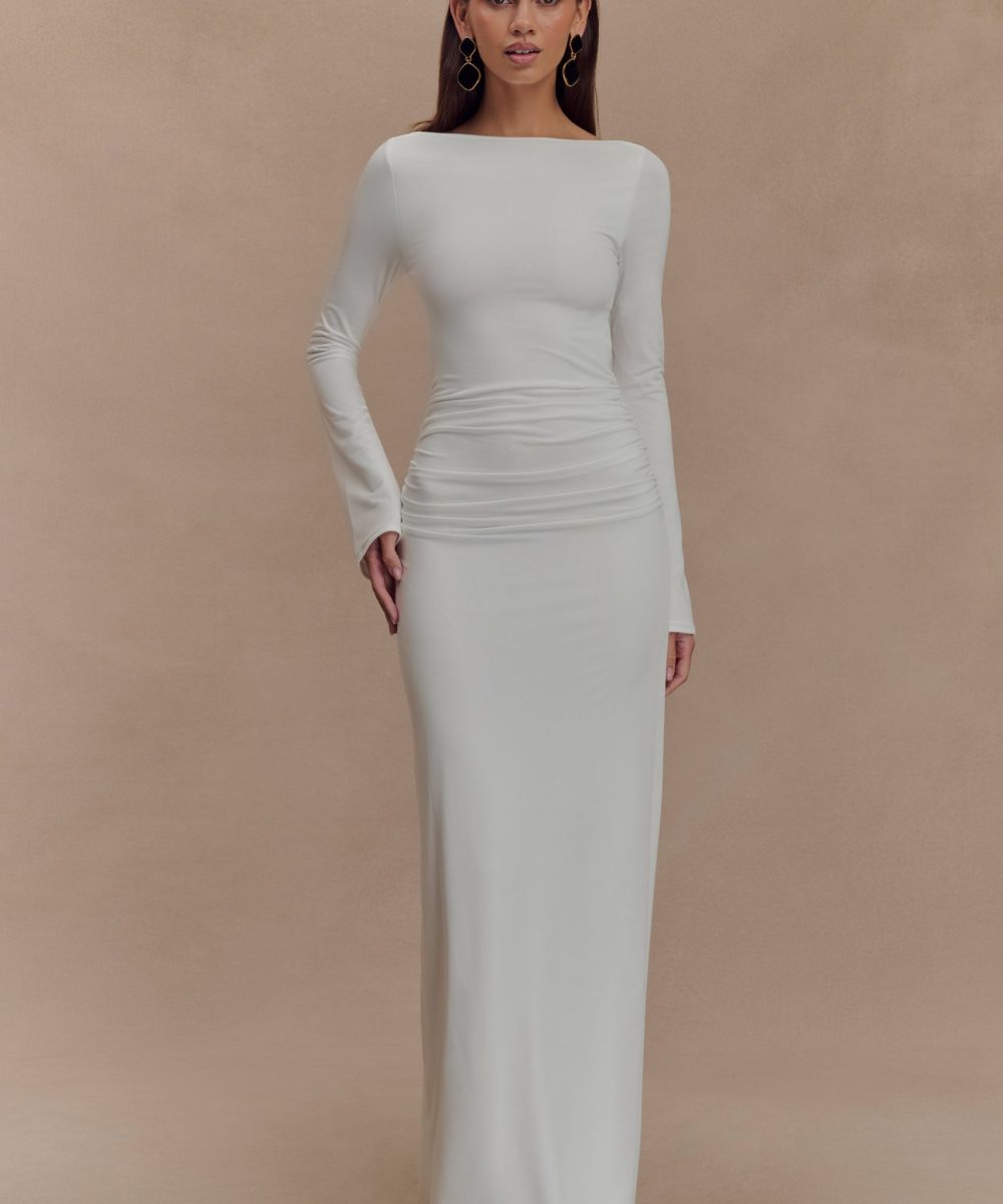 Vienna Slinky Cut Out Maxi Dress - White