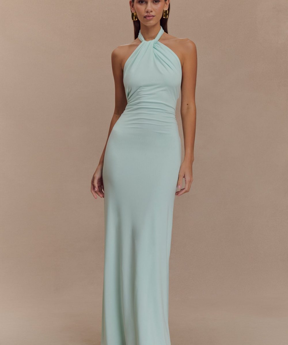 Elyna Slinky Halter Maxi Dress - Lagoon