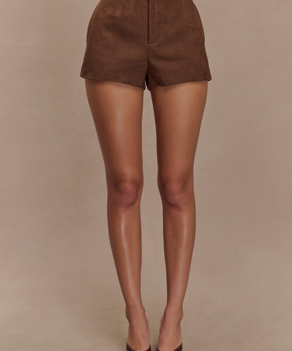 Sally Faux Suede Short - Milk Chocolate