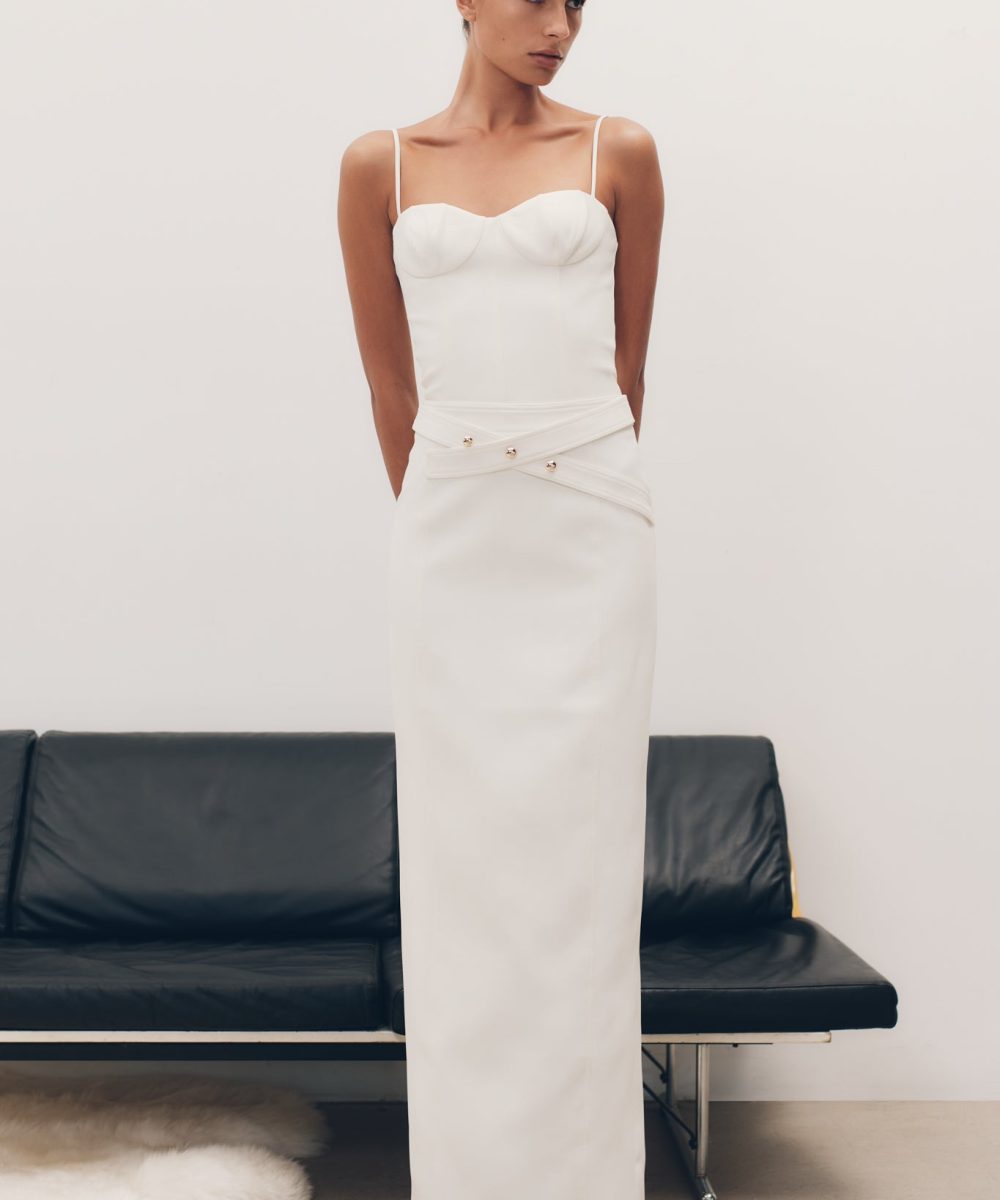 Angelie Suiting Maxi Skirt - Ivory