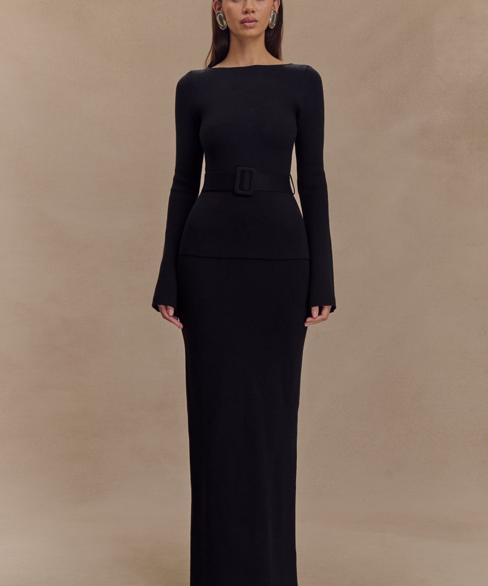 Kyle Knit Maxi Skirt - Black
