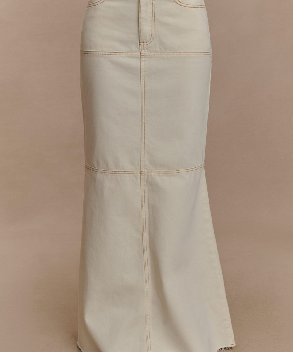 Loretta Denim Maxi Skirt - Ecru
