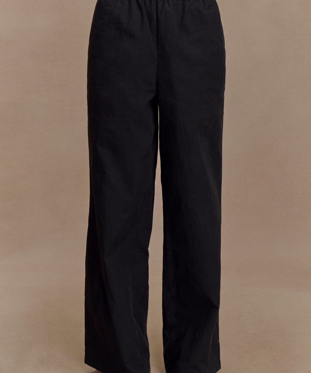 Campbell Cotton Wide Leg Pants - Black