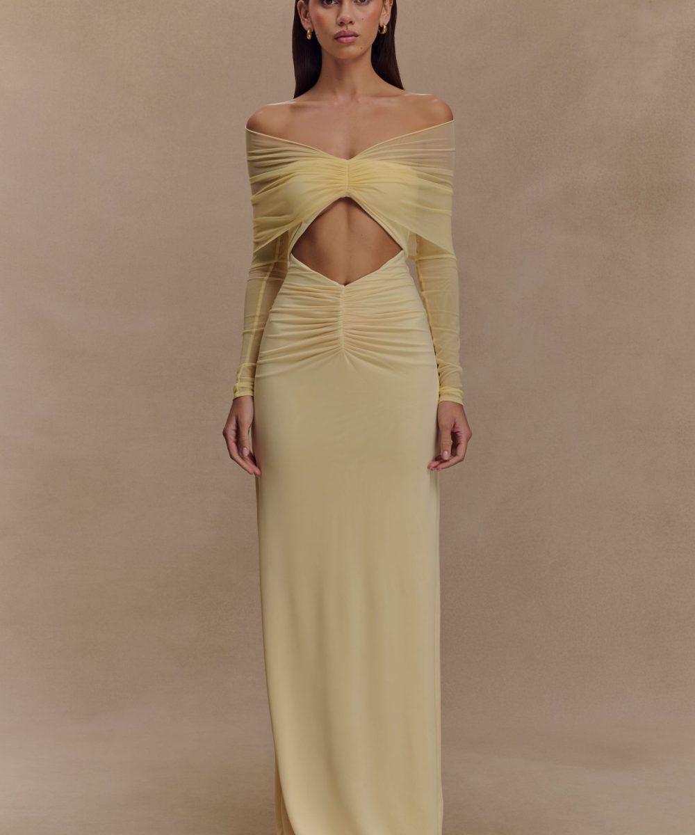 Rafaella Slinky And Mesh Maxi Dress - Lemon
