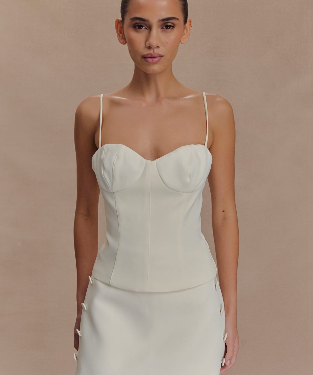 Jaime Spaghetti Strap Suiting Top - Ivory
