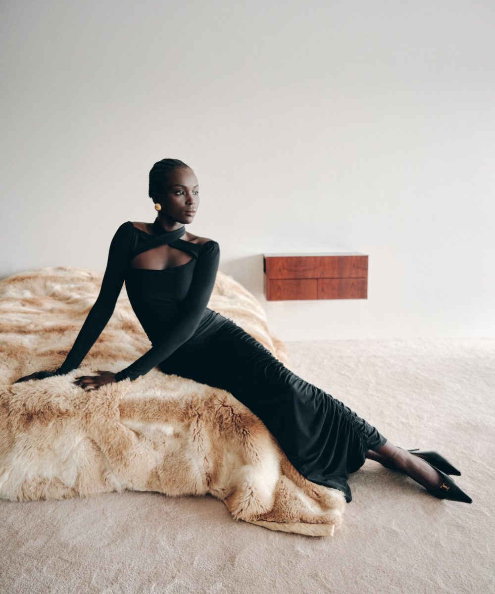 Lyndon Long Sleeve Slinky Maxi Dress - Black