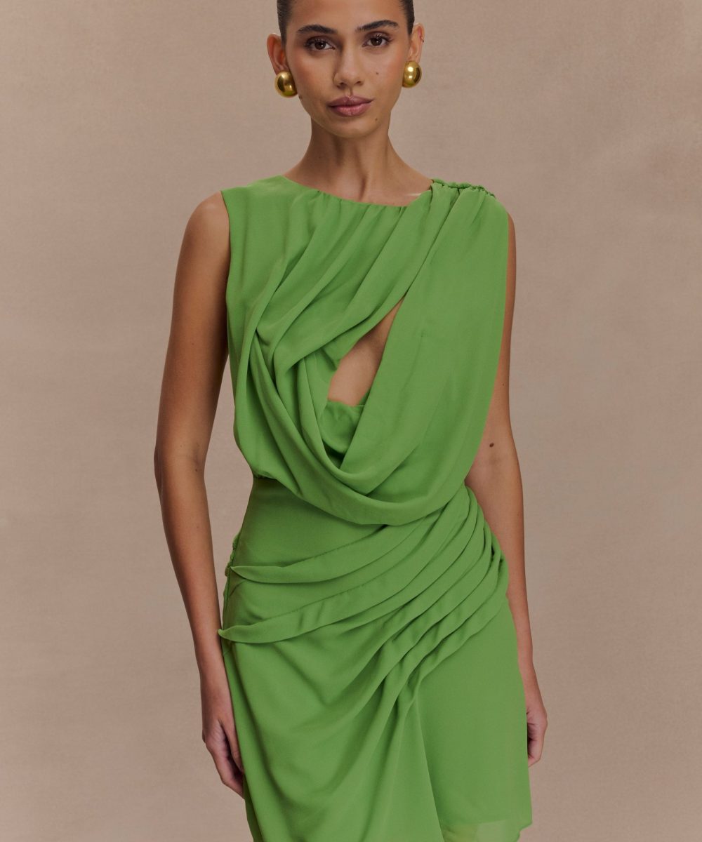 Oria Chiffon Mini Dress - Green