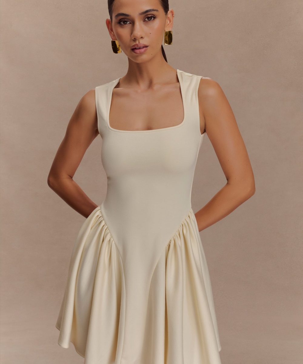 Sharon Scuba Jersey Mini Dress - Ivory