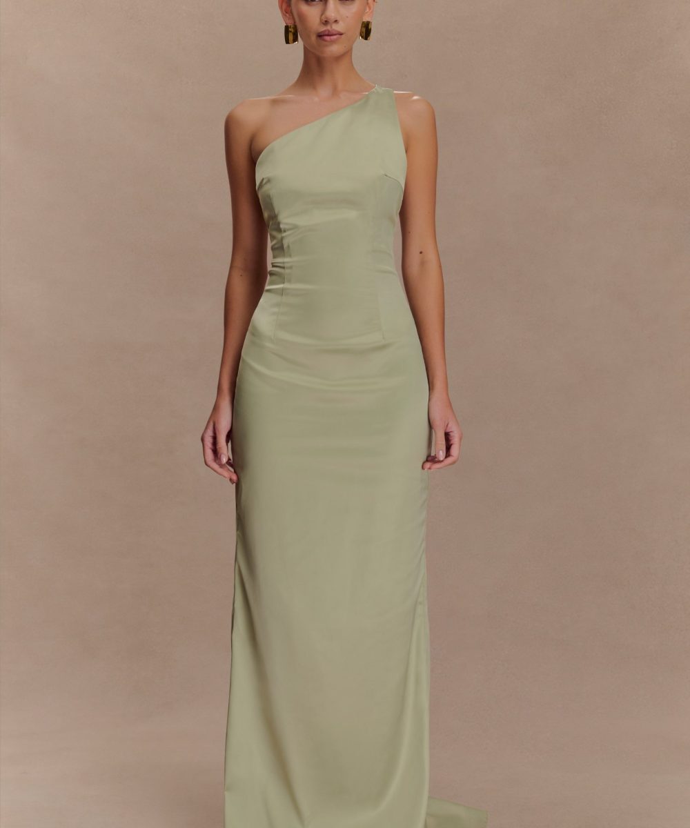 Harper One Shoulder Gown - Sage