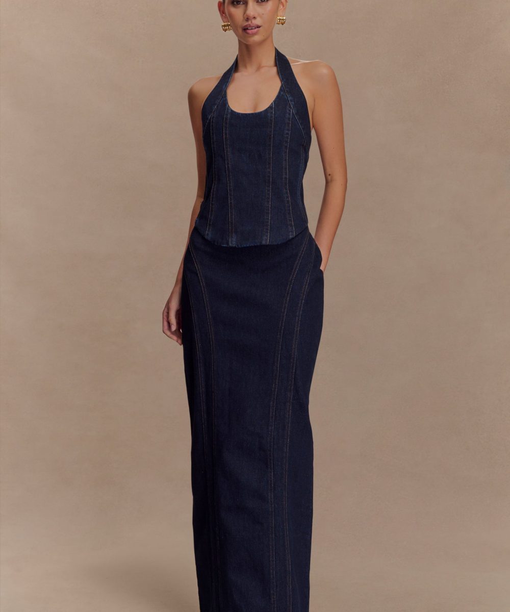 Alma Denim Maxi Skirt - Indigo Blue