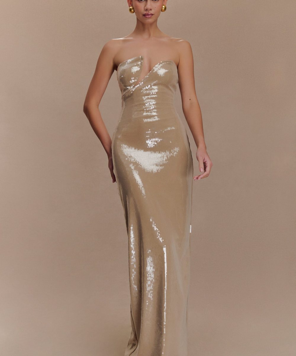 Winston Strapless Sequin Maxi Dress - Taupe