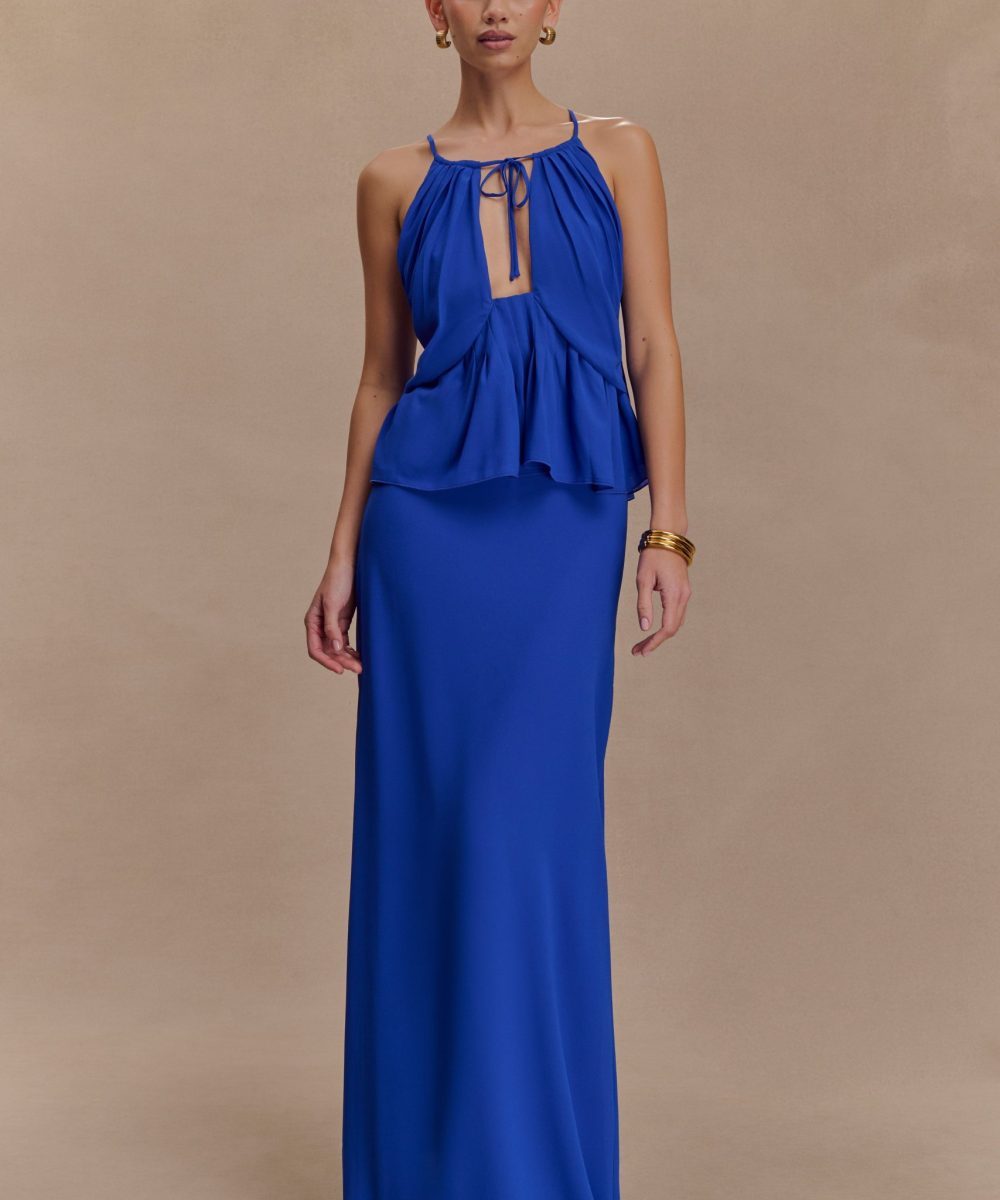 Katalina Chiffon Maxi Skirt - Cobalt Blue