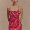 Eloise Hand Beaded Mini Dress - Pink Swirl Print