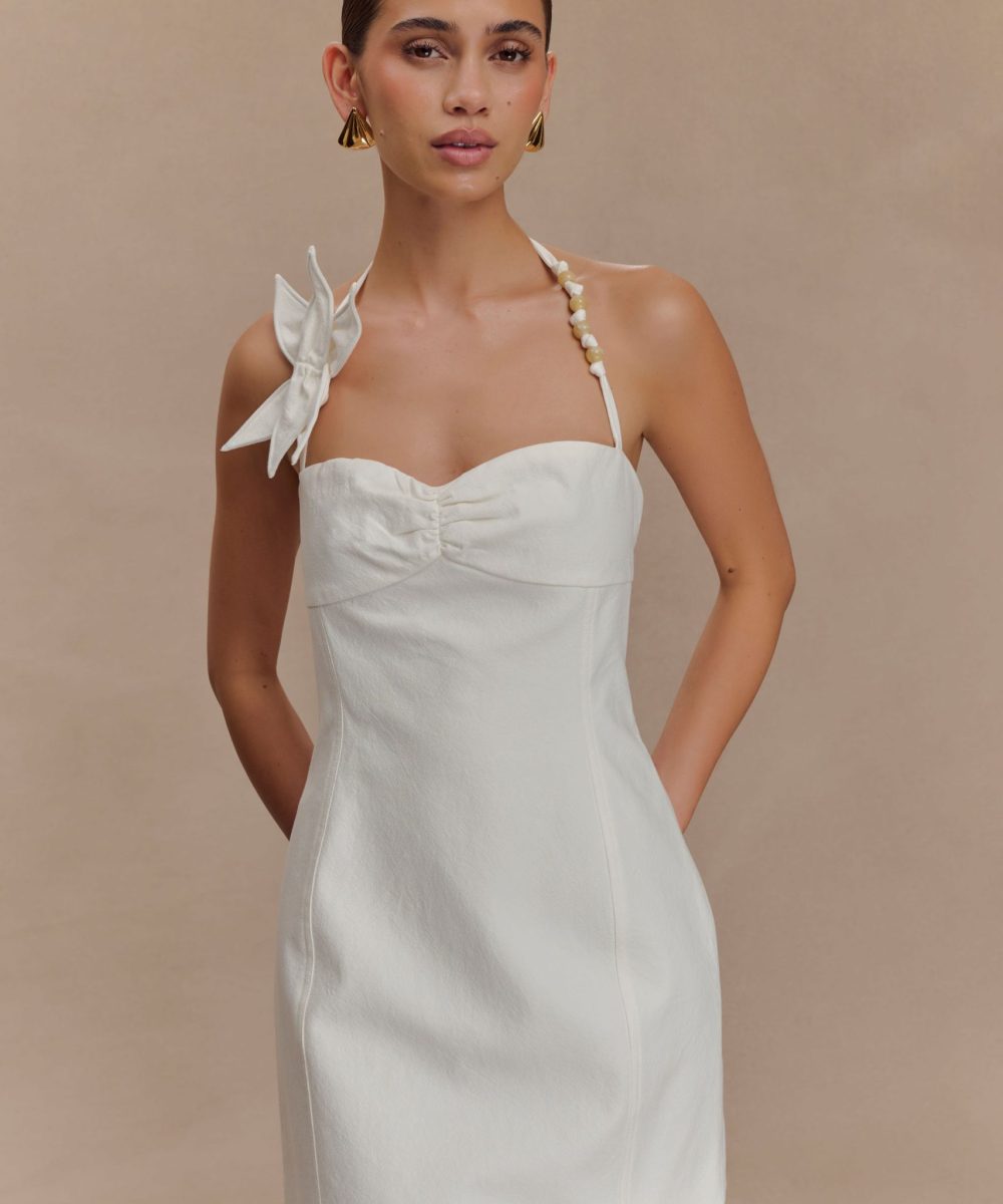Reyes Cotton Floral Mini Dress - White