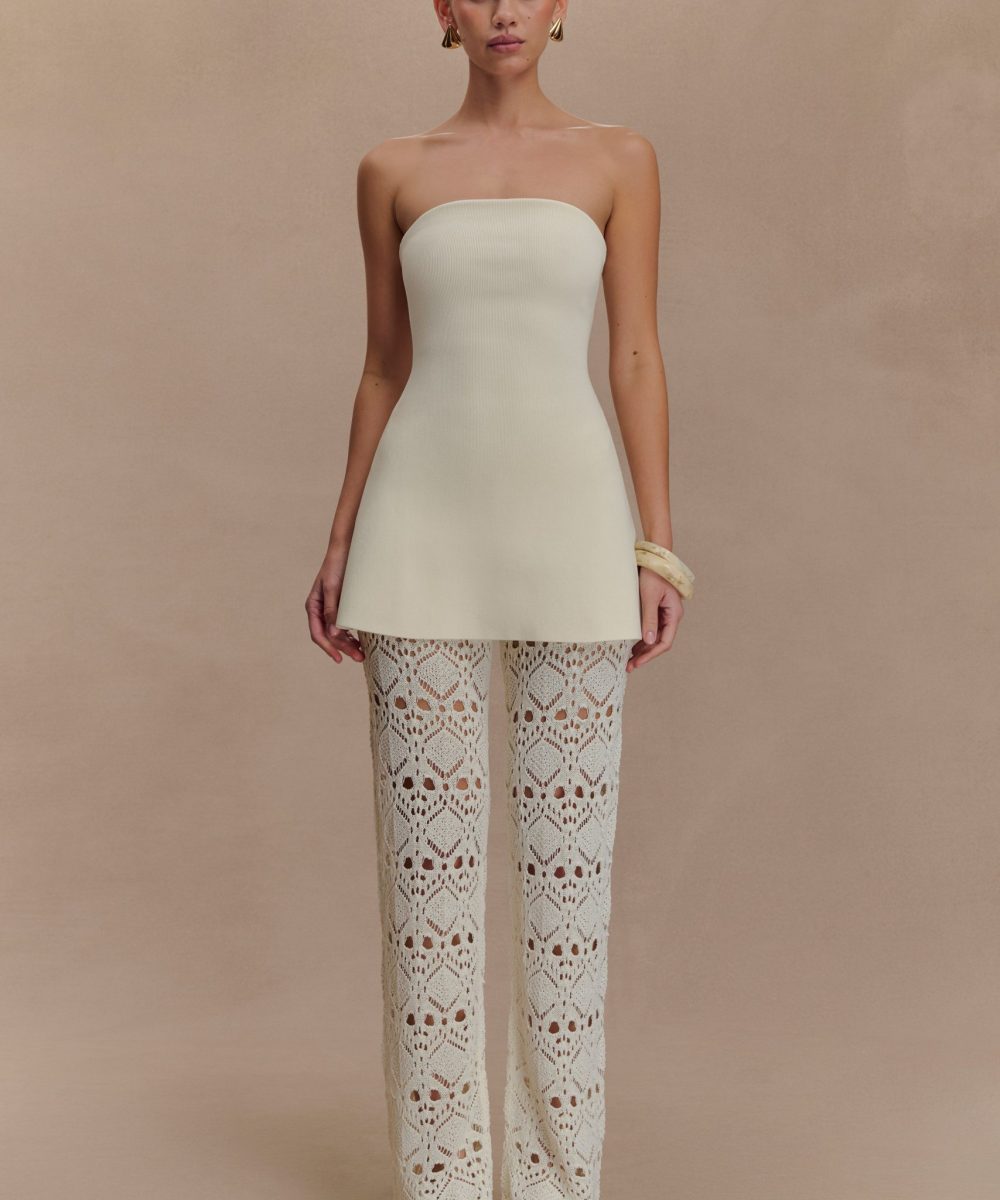 Trena Crochet Knit Pants - Ivory
