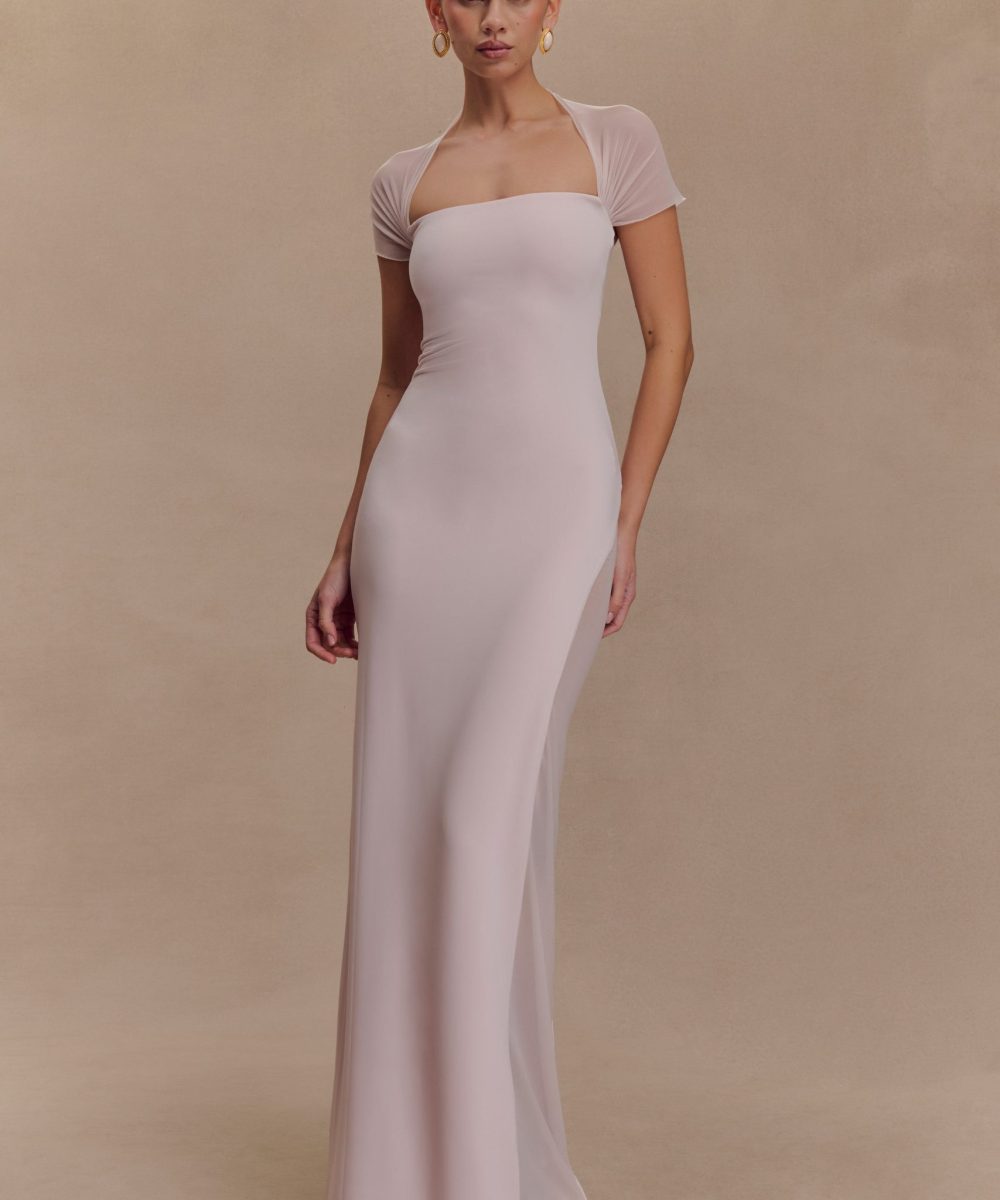 Wyatt Slinky And Mesh Maxi Dress - Pale Pink