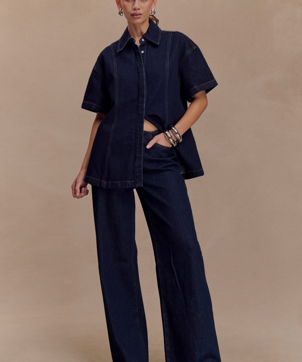 Maya Oversized Denim Shirt - Indigo Blue