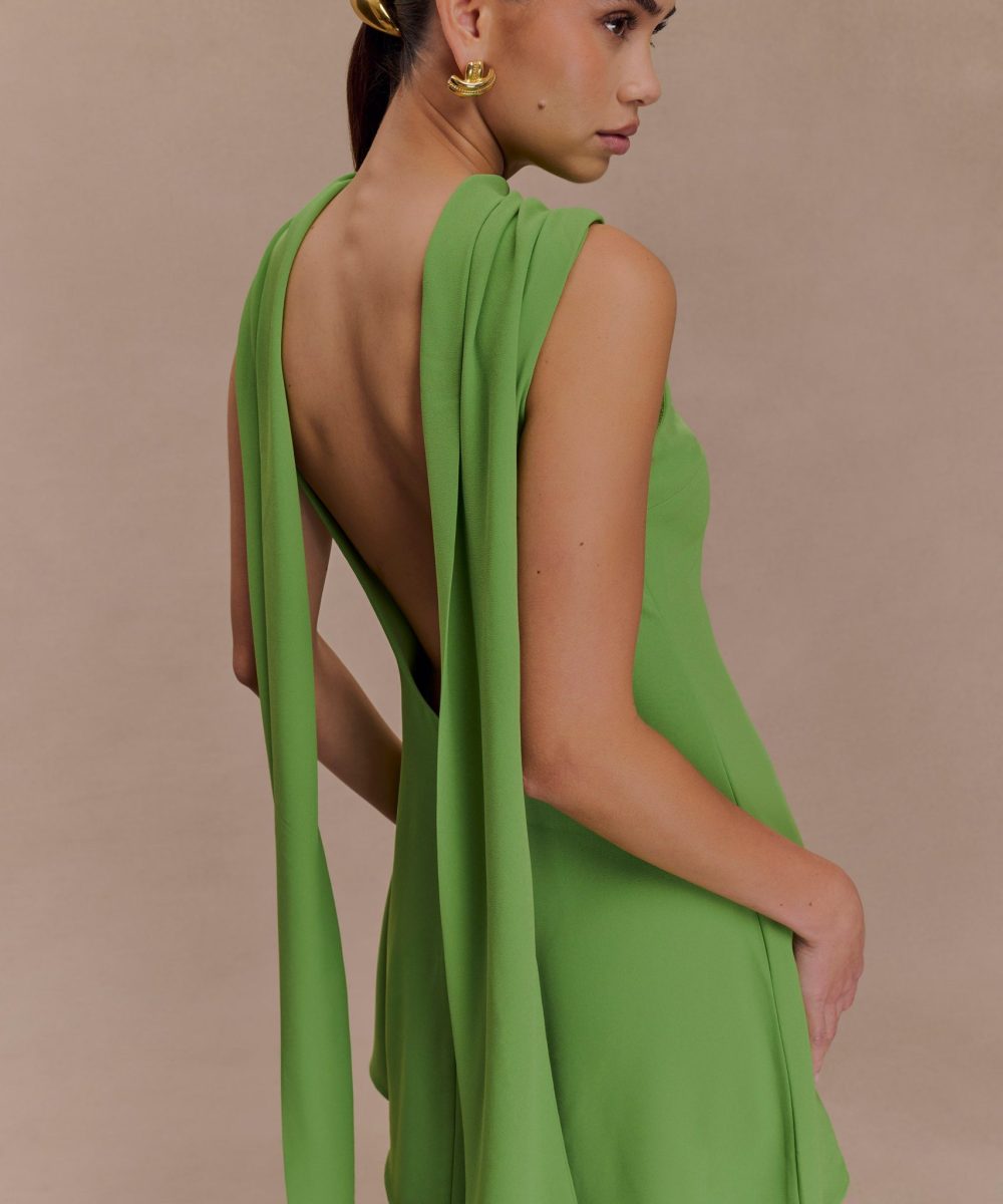 Wynter Scarf Draped Mini Dress - Green