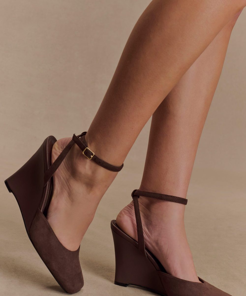 Kaleen Faux Suede Wedge Heel - Chocolate
