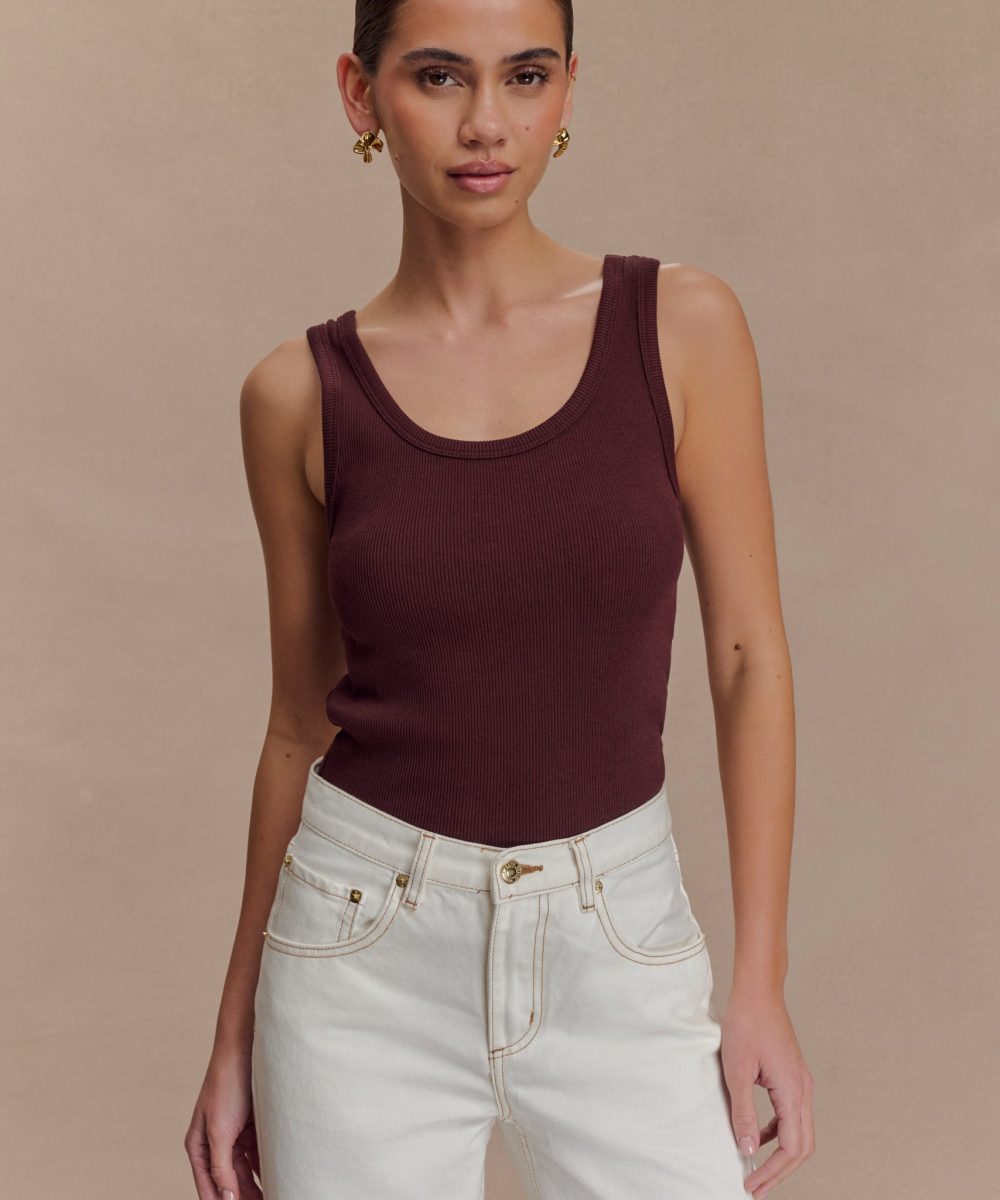 Maeva Scoop Tank Top - Chocolate
