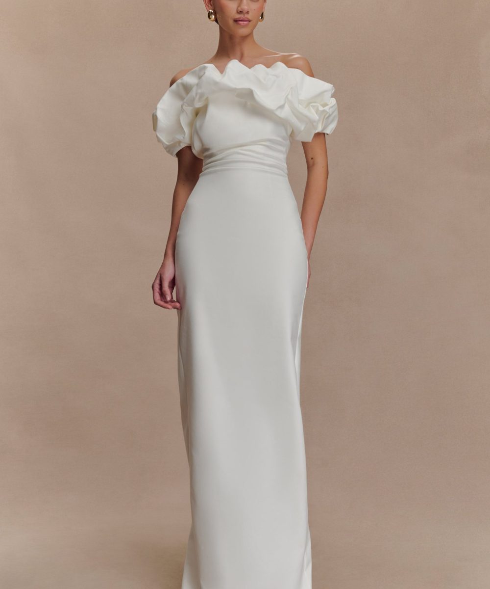 Sariya Sculptural Maxi Dress - White