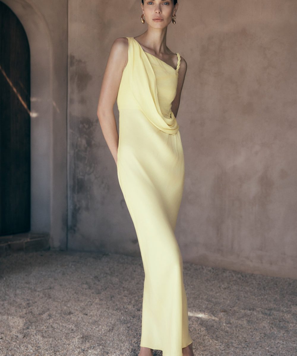Lorieanne Draped Maxi Dress - Lemon